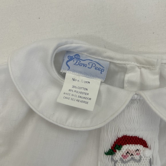 Bow Peep New Born Gown Christmas Santa Smocked White B126 - Picture 9 of 11